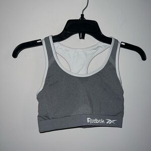 Grey with white trim Reebook padded sports bra small
